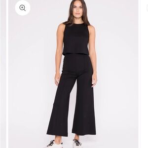 RIPLEY RADER Los Angeles BLACK PONTE KNIT WIDE LEG PANT: CROPPED